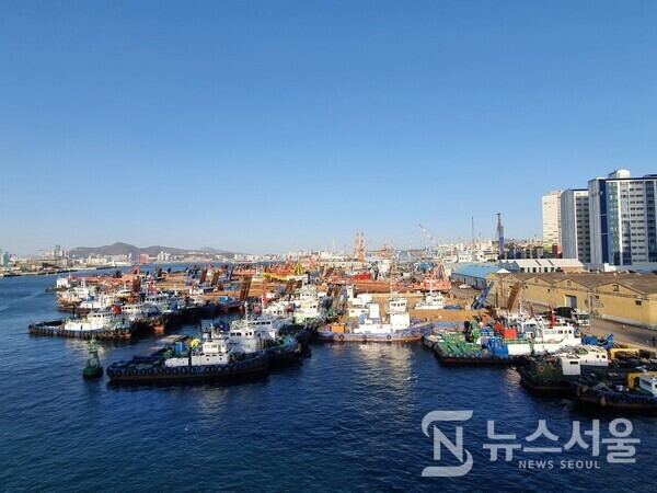 부산대교에서 바라본 영도 봉래나루. 부산대교를 통해 영도섬으로 들어가는 입구에 봉래동 봉래나루가 있다. 봉래동 바닷가 도로를 인접해 저장창고, 선박수리소 등이 있어 과거 부산 영도항구의 흔적이 아직은 남아있다. 봉래나루 앞에는 많은 선박들이 정박해 있어 과거의 영화를 보여주고 있다.