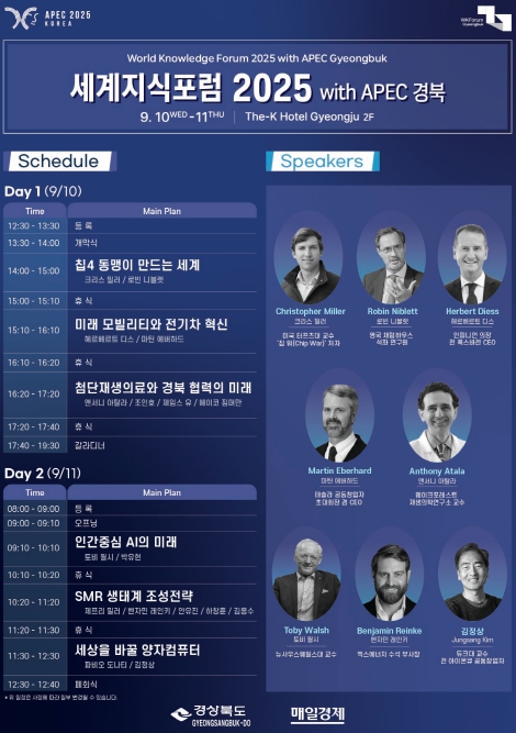 경북도, 9. 9.~9.11. ‘세계지식포럼 2025 with APEC 경북’ 개최