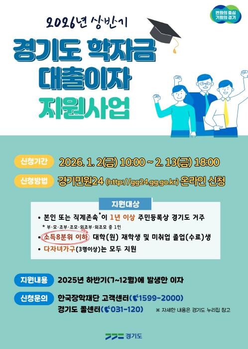 경기도 대학생 학자금 대출 이자 지원...