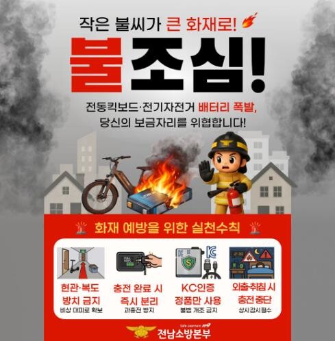전남소방본부, 주거시설 내 전동킥보드...